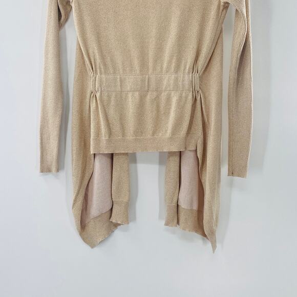 Diane von Furstenberg Open Front Cardigan Silk Cashmere Gold Shimmer Small Luxe - Picture 11 of 11